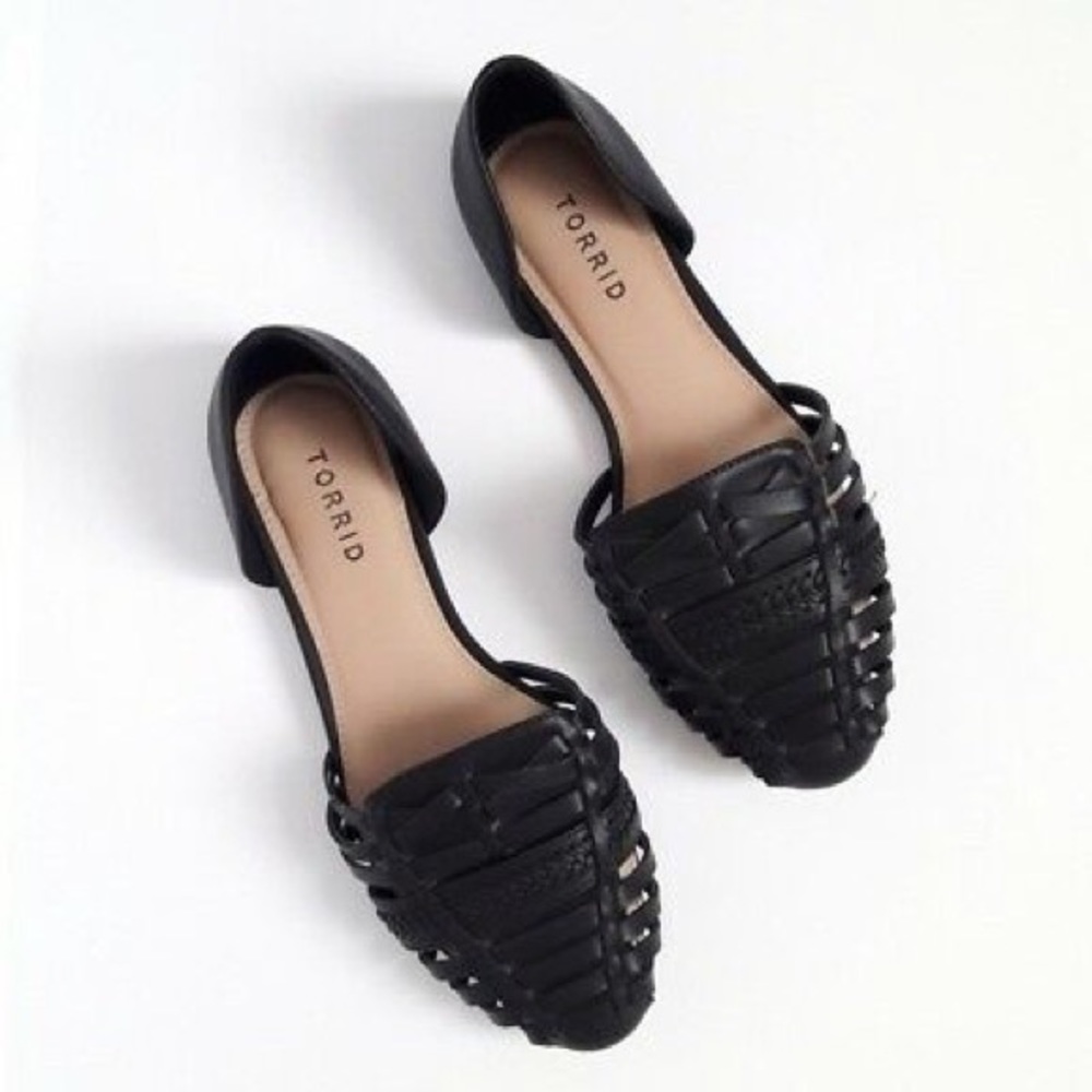 Torrid Woven Huarache Black Slip on Flat Sandals